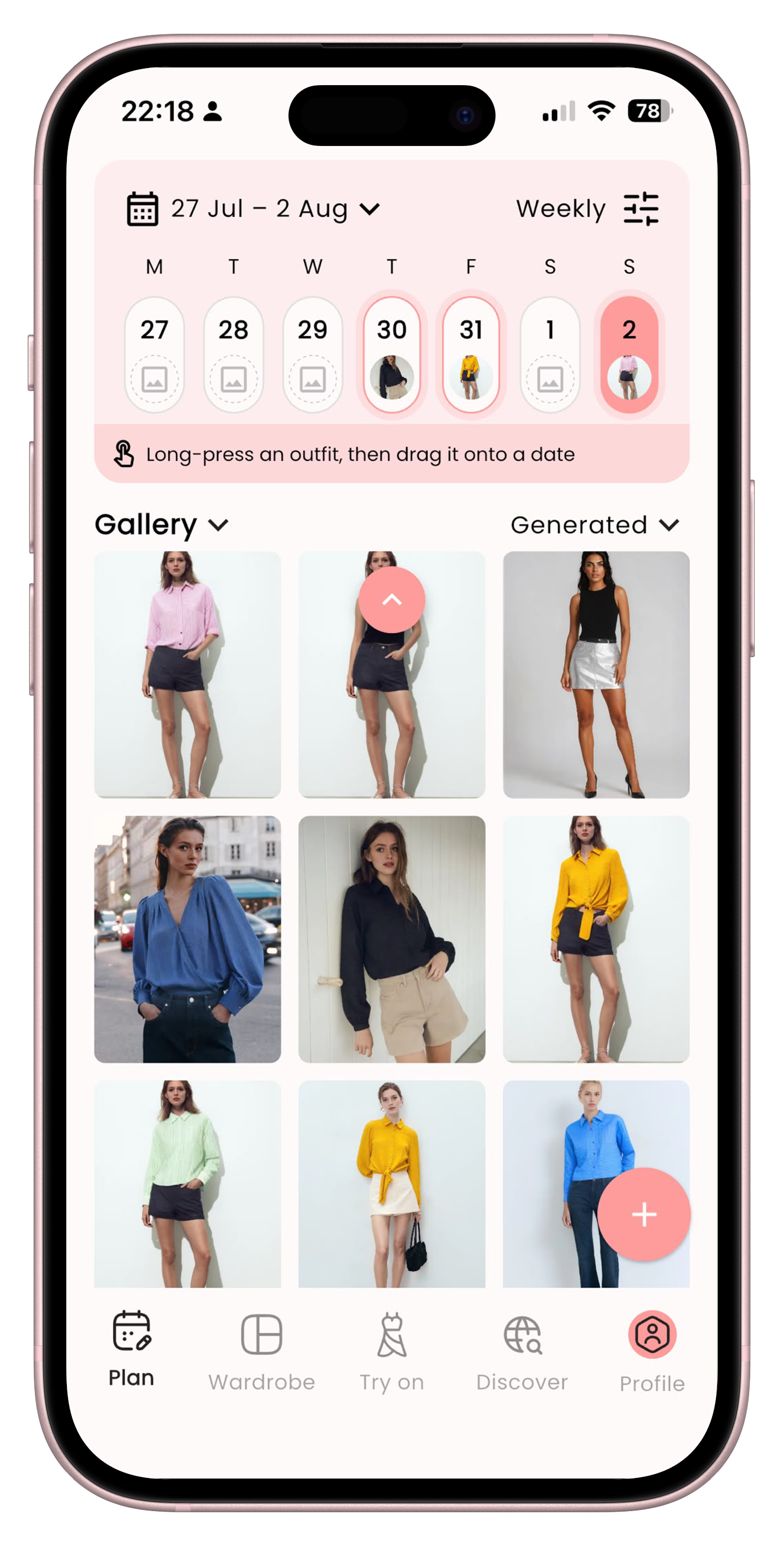 ViWear weekly outfit planner