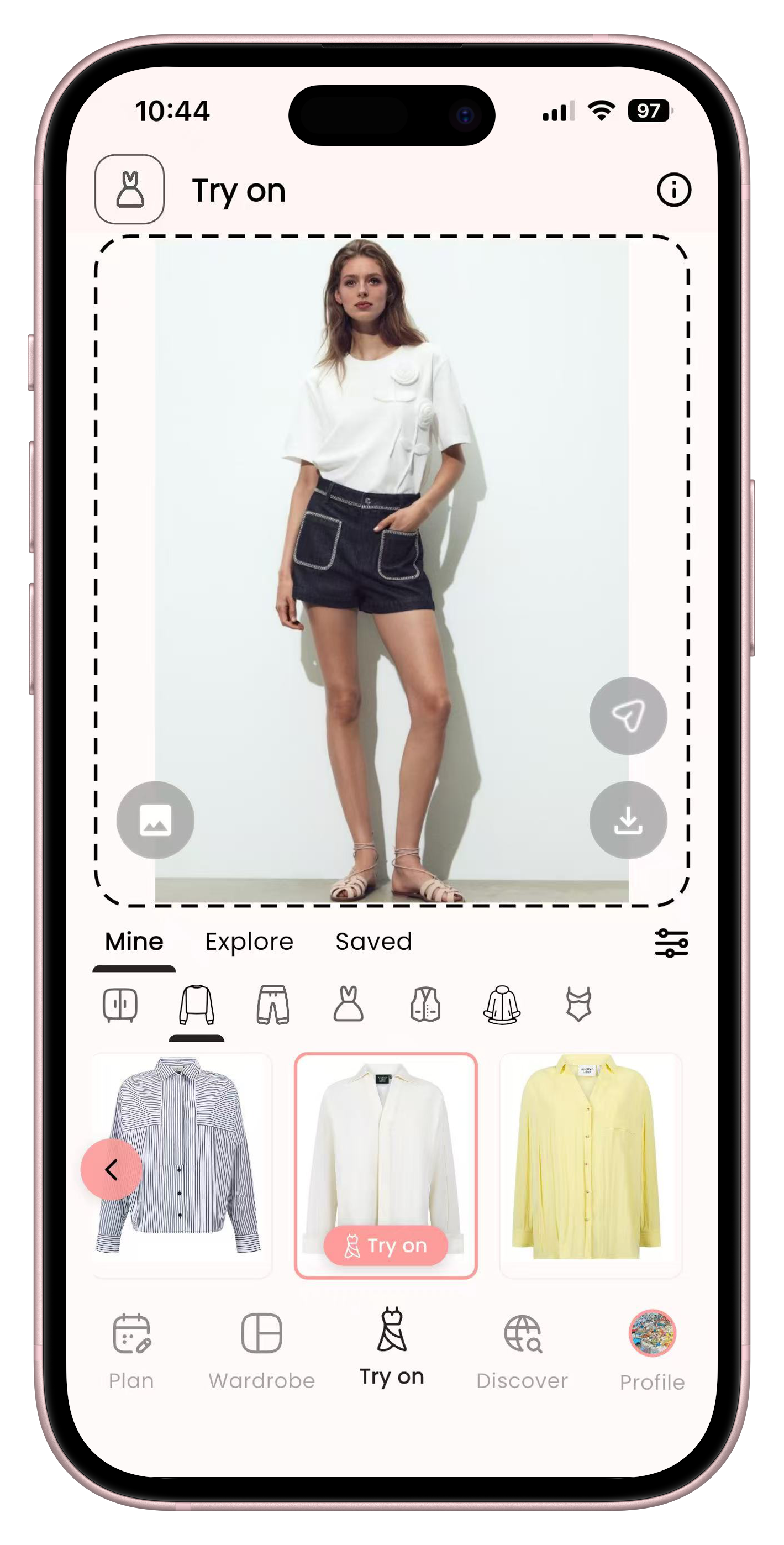 ViWear virtual try on interface